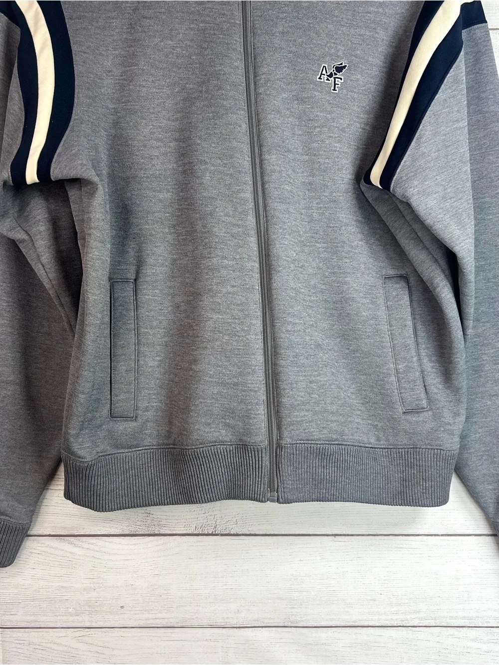Vintage Abercrombie & Fitch Mens Gray Winged Foot Track Jacket Size L Preppy